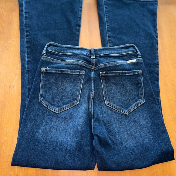 Kancan Denim Jeans Flare Size 7 Dark Wash 27x32 Mid Rise Cowgirl Stretch Long - Picture 2 of 12
